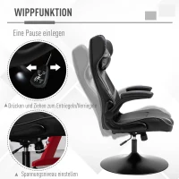 Vinsetto Gaming Stuhl ergonomischer Computerstuhl mit Wippfunktion Drehstuhl höhenverstellbar Stahl Schwarz+Grau 67 x 70 x 106-112 cm(m-5)