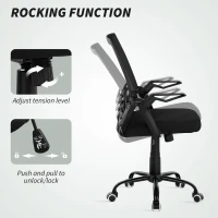 Vinsetto Mesh Office Chair, Computer Desk Chair with Flip-up Armrests, Lumbar Back Support and Swivel Wheels, Black(m-5)