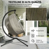 Outsunny Poltrona Sospesa 2 Posti per Giardino e Casa con Struttura in Acciaio e Cuscino, 132x126x172cm(m-4)