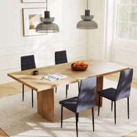 HOMCOM Set 4 Sedie Imbottite per Soggiorno o Sala da Pranzo, Sedie da Cucina Moderne, in Metallo e Tessuto Grigio(m-2)