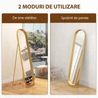HOMCOM Oglindă de Podea Autoportantă din Metal 40x150 cm Auriu(m-5)