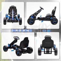 AIYAPLAY Kart à pédales pour enfants, karting enfant 3 à 6 ans avec roue libre, frein, roues EVA antidérapantes, bleu(m-9)