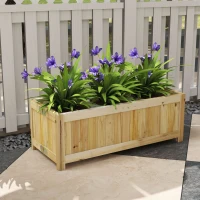Outsunny Fioriera in Legno Pieghevole da Esterno con Base Drenante, 70x30x25cm(m-2)