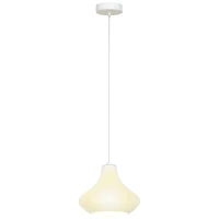 HOMCOM Candeeiro Suspensoo Moderno Candeeiro de Teto com Ecrã de Impressão 3D Iluminação para Sala de Jantar Ø20,5x17,5 cm Branco(m-10)