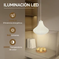 HOMCOM Lámpara de Techo LED Moderna Ø20,5x17,5 cm con Pantalla de Impresión 3D Luz Cálida de 3000K para Salón Dormitorio Cocina(m-5)