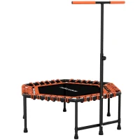 SPORTNOW 45" Rebounder Trampoline for Adults, Quiet Bungee Rebounder with LED Lights and Adjustable Handle, Orange(m-10)