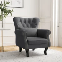 HOMCOM Chesterfield-Style Accent Chair - Grey(m-2)