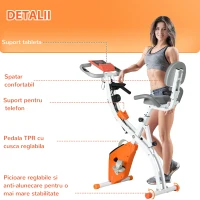 HOMCOM Bicicletă Pliabilă cu Rezistență pe 8 Niveluri și Benzi pentru Brațe, Portocalie(m-9)