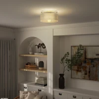 HOMCOM Plafonnier LED 40W base E27 moderne pour salon, couloir, salle à manger, cuisine, transparent(m-2)