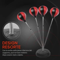 HOMCOM Set Punching Ball da Terra per Adolescenti con Guantoni e Pompa, Altezza Regolabile da 126-144 cm(m-7)