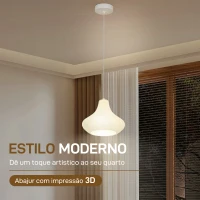 HOMCOM Candeeiro Suspensoo Moderno Candeeiro de Teto com Ecrã de Impressão 3D Iluminação para Sala de Jantar Ø20,5x17,5 cm Branco(m-4)