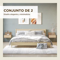 HOMCOM 2 Mesitas de Noche Flotantes Juego de 2 Mesillas de Noche con Cajón para Dormitorio Habitación 43x36,5x30,5 cm Natural(m-4)