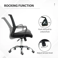 Vinsetto Home Office Chair and Computer Desk Set, Mesh Chair with Swivel Wheels, Study Desk with Storage Shelf, Rustic Brown and Black(m-5)