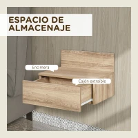 HOMCOM 2 Mesitas de Noche Flotantes Juego de 2 Mesillas de Noche con Cajón para Dormitorio Habitación 43x36,5x30,5 cm Natural(m-6)