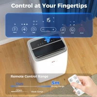 HOMCOM Portable Air Conditioner 14000 BTU, 4-in-1 Air Conditioning Unit, Dehumidifier, Cooling, Fan, Sleep Mode with 3 Speeds, Remote Control, LED Display, 24H Timer, Window Kit, Children Lock, 40m²(m-6)