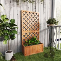 Outsunny Fioriera da Esterno con Grigliato per Rampicanti e Vaso, in Legno di Abete, 72.5x31.5x149.5 cm, Arancio(m-2)