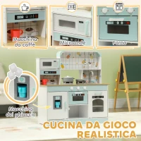 AIYAPLAY Cucina Giocattolo per Bambini 3+ Anni in Legno, Fornello Interattivo, Forno e Macchina Caffè, Bianco(m-5)