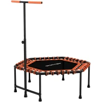 SPORTNOW 45" Rebounder Trampoline for Adults, Quiet Bungee Rebounder with LED Lights and Adjustable Handle, Orange(m-1)