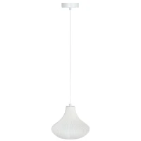HOMCOM Candeeiro Suspensoo Moderno Candeeiro de Teto com Ecrã de Impressão 3D Iluminação para Sala de Jantar Ø20,5x17,5 cm Branco(m-11)