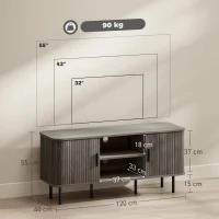 HOMCOM TV Stand Cabinet for TVs up to 55 Inches, TV Unit with Storage Shelves and Cupboard for Living Room, Grey(m-3)