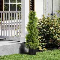 HOMCOM Ciprés 90 cm Planta Artificial en Espiral de Plástico en Maceta Decoración Moderna(m-5)