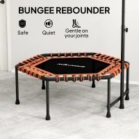 SPORTNOW 45" Rebounder Trampoline for Adults, Quiet Bungee Rebounder with LED Lights and Adjustable Handle, Orange(m-6)