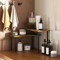 HOMCOM Scaffale Cucina a 3 Livelli Girevoli Salvaspazio in Legno e Acciaio, 40x10x36.5 cm, Marrone Rustico(m-8)