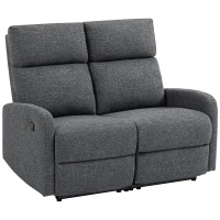 HOMCOM Sofá 2 Plazas Reclinable a 145° máx y Tapizado en Franela Gris 124x91x100 cm(m-1)