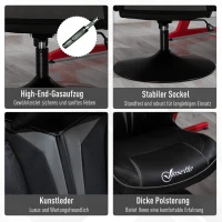 Vinsetto Gaming Stuhl ergonomischer Computerstuhl mit Wippfunktion Drehstuhl höhenverstellbar Stahl Schwarz+Grau 67 x 70 x 106-112 cm(m-6)