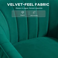 HOMCOM Velvet-Feel Shell Back Accent Chair - Green(m-6)