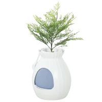 PawHut Litière pour Chat Anti-Odeur en Forme de Vase avec Pelle, en ABS et Acier Inoxydable, 50x48.5x58.7 cm, Blanc(m-1)