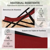 Outsunny Conjunto de 2 Tumbonas Plegables con Respaldo Regulable y Reposacabezas Acolchado 58x96,5x91,5 cm Rojo Vino(m-6)
