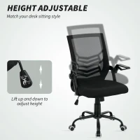 Vinsetto Mesh Office Chair, Computer Desk Chair with Flip-up Armrests, Lumbar Back Support and Swivel Wheels, Black(m-4)