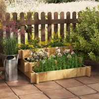 Outsunny Orto Rialzato a 3 Livelli in Legno d'Abete per Verdure, Fiori e Piante da Giardino 93x93x35 cm(m-2)