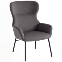 HOMCOM Fauteuil rembourré moderne avec dossier en forme d'oreilles, haut dossier, rembourrage épais, pieds en métal, Gris
