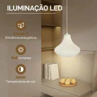 HOMCOM Candeeiro Suspensoo Moderno Candeeiro de Teto com Ecrã de Impressão 3D Iluminação para Sala de Jantar Ø20,5x17,5 cm Branco(m-5)