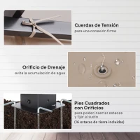 Outsunny Pérgola de Jardín 3x3m Gazebo Cenador para Exterior con Techo Retráctil Tela Poliéster Impermeable y Anti-UV para Patio Terraza Beige(m-6)