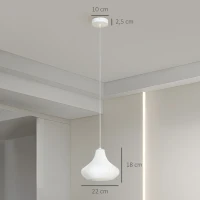 HOMCOM Candeeiro Suspensoo Moderno Candeeiro de Teto com Ecrã de Impressão 3D Iluminação para Sala de Jantar Ø20,5x17,5 cm Branco(m-3)