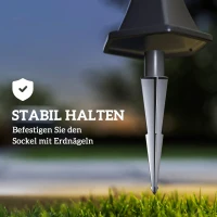 Outsunny Solar Gartenlaterne 2er Set, Wetterfeste Wegleuchte 129 cm hoch, mit LED, 6 Std. Beleuchtung, IP44, Solarlampe für Außen, Schwarz(m-8)