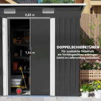 Outsunny Gerätehaus Metall 2,3 m² 207 x 130 x 182 cm Geräteschuppen mit Pultdach Fenster Bodenrahmen Schwarz(m-5)