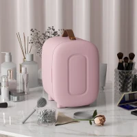 HOMCOM Mini Frigorifero, Beauty Fridge, Capacità di 4 L, 20,3 x 26,3 x 28 cm, Rosa(m-2)