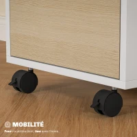 HOMCOM Caisson de bureau à roulettes avec 3 tiroirs et serrure, meuble rangement bureau sur roulettes, 40 x 40 x 63,5 cm, chêne(m-5)