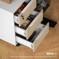 HOMCOM Rollcontainer mit 3 Schubladen und Schloss, Büromöbel auf Rollen, 40 x 40 x 63,5 cm, Eiche(m-4)