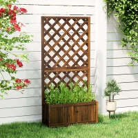 Outsunny Fioriera da Esterno con Grigliato per Rampicanti e Vaso, in Legno di Abete, 72.5x31.5x149.5 cm(m-2)