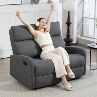 HOMCOM Divano 2 Posti Reclinabile a 145° max e Rivestito in Ciniglia Grigia, 124x91x100 cm(m-9)