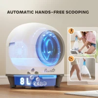 PawHut 80L Extra Large Self Cleaning Cat Litter Tray with APP Control, Safety Protection, Odor Removal, Rubbish Bag for Multiple Kittens(m-6)