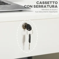 HOMCOM Scrivania per Camera o Ufficio in Legno con 2 Cassetti e 2 Chiavi, 110x50x76cm - Bianco(m-4)
