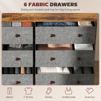 HOMCOM Chest of Drawers, Dresser with 6 Fabric Drawers - Grey and Rustic Brown(m-4)