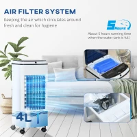 HOMCOM 3-in-1 Evaporative Air Cooler with 4L Water Tank, Portable Fan Cooler with Automatic Oscillation, Timer, Remote, White(m-4)