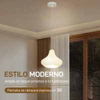 HOMCOM Lámpara de Techo LED Moderna Ø20,5x17,5 cm con Pantalla de Impresión 3D Luz Cálida de 3000K para Salón Dormitorio Cocina(m-4)